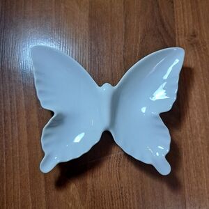Glossy White Butterfly Trinket Dish